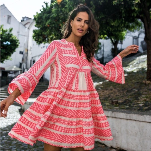Devotion Twins Pink Patterned Women's Dress - Picture 1 of 7